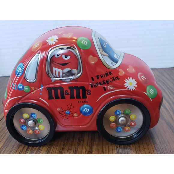 M&M's Mars Volkswagen Beetle Bug Car Metal Tin Red Collectible - Picture 5 of 9